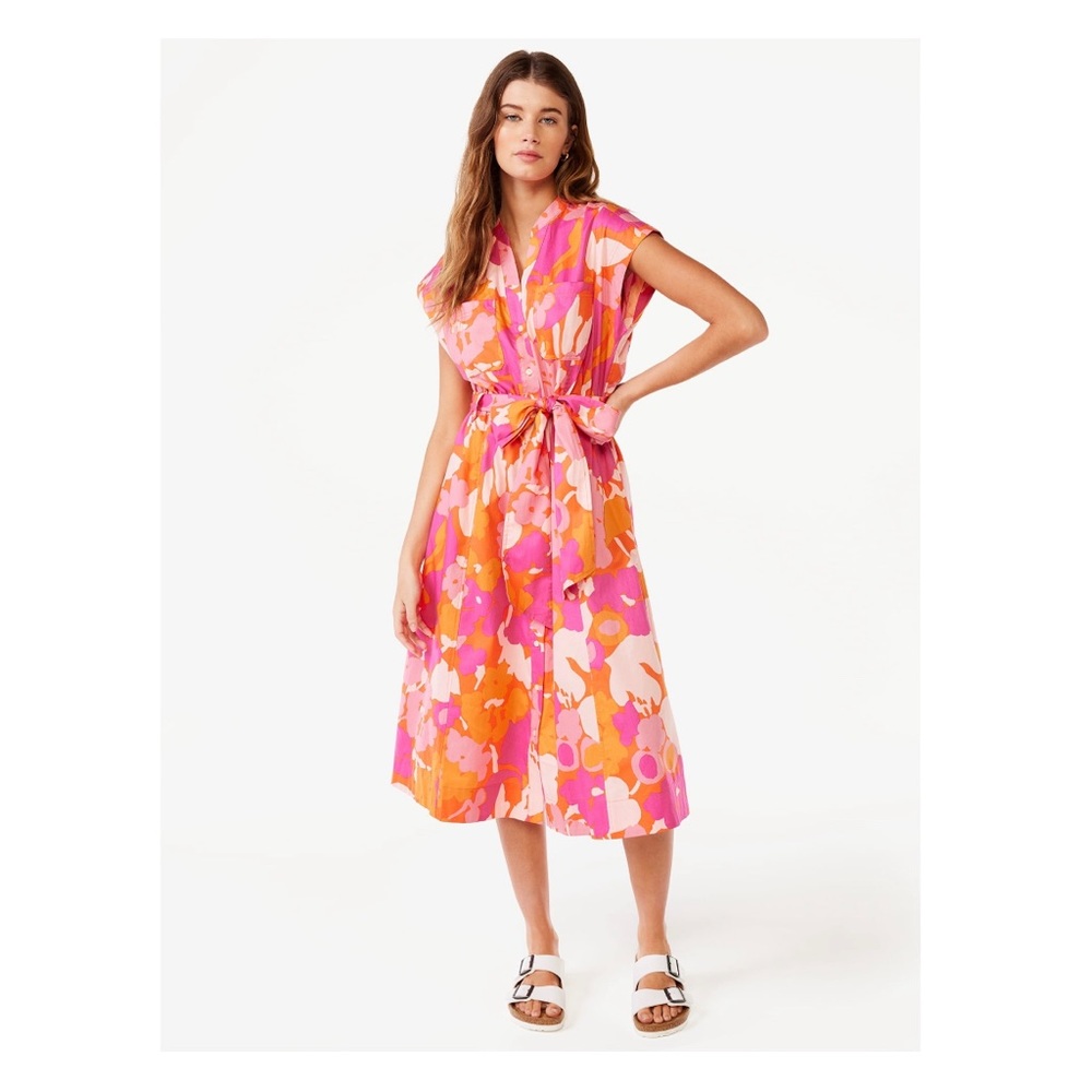 NWT! GORGEOUS BELTED MIDI SHIRT DRESS IN TIGERLILY. NEEDS A GOOD HOME! ♥️
